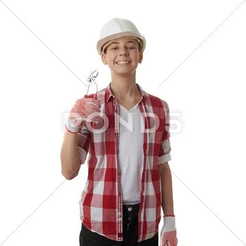Cute teenager boy over white isolated background Stock Photos