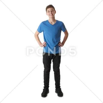 Cute teenager boy over white isolated background Stock Photos