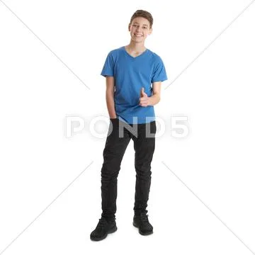 Cute teenager boy over white isolated background Stock Photos