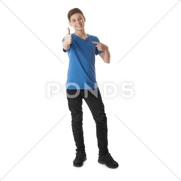 Cute teenager boy over white isolated background Stock Photos
