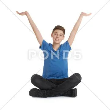 Cute teenager boy over white isolated background Stock Photos