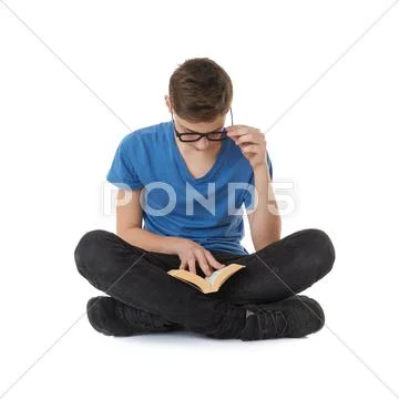 Cute teenager boy over white isolated background Stock Photos