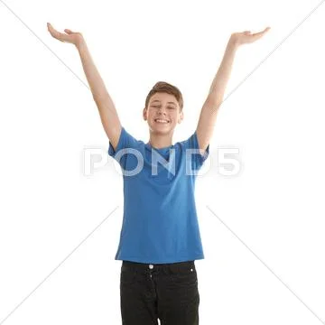 Cute teenager boy over white isolated background Stock Photos