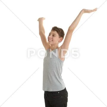 Cute teenager boy over white isolated background Stock Photos