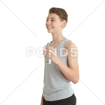 Cute teenager boy over white isolated background Stock Photos