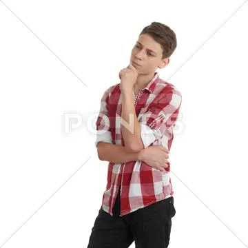 Cute teenager boy over white isolated background Stock Photos