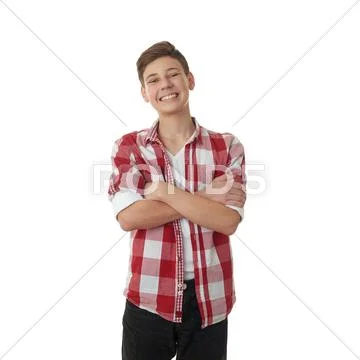 Cute teenager boy over white isolated background Stock Photos