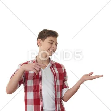 Cute teenager boy over white isolated background Stock Photos