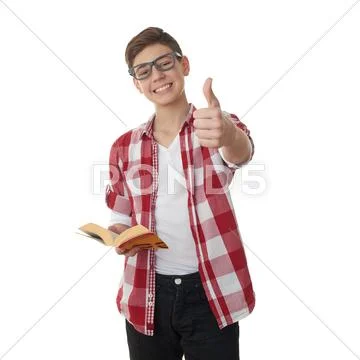 Cute teenager boy over white isolated background Stock Photos