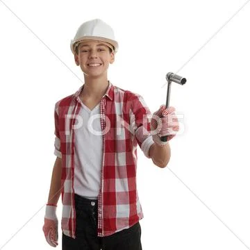 Cute teenager boy over white isolated background Stock Photos