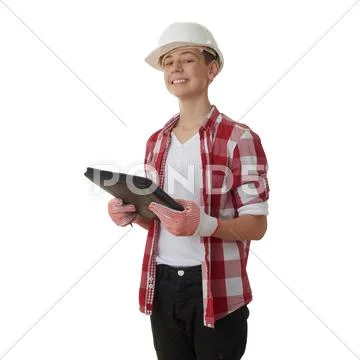 Cute teenager boy over white isolated background Stock Photos
