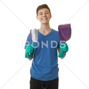 Cute teenager boy over white isolated background Stock Photos