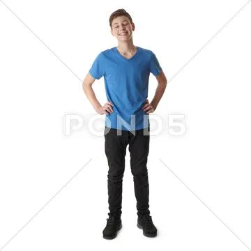 Cute teenager boy over white isolated background Stock Photos