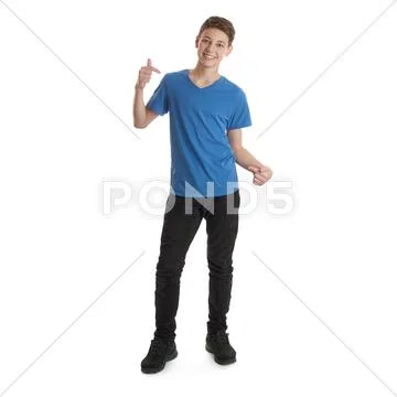 Cute teenager boy over white isolated background Stock Photos