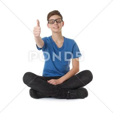 Cute teenager boy over white isolated background Stock Photos