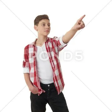 Cute teenager boy over white isolated background Stock Photos