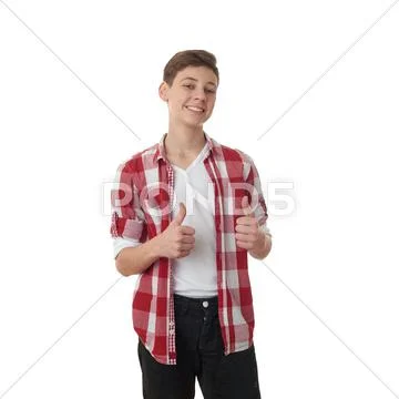 Cute teenager boy over white isolated background Stock Photos