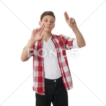 Cute teenager boy over white isolated background Stock Photos