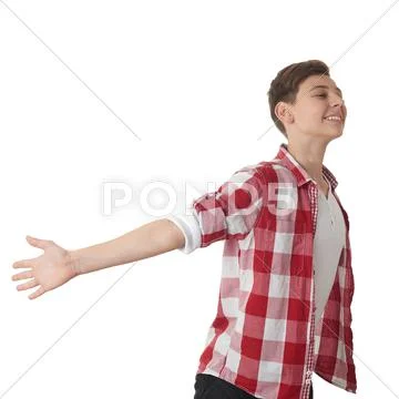 Cute teenager boy over white isolated background Stock Photos