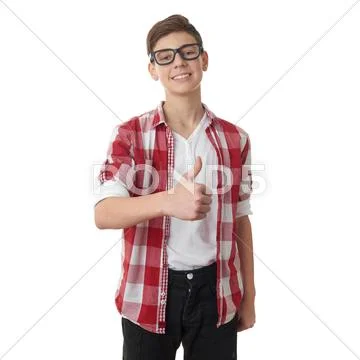 Cute teenager boy over white isolated background Stock Photos
