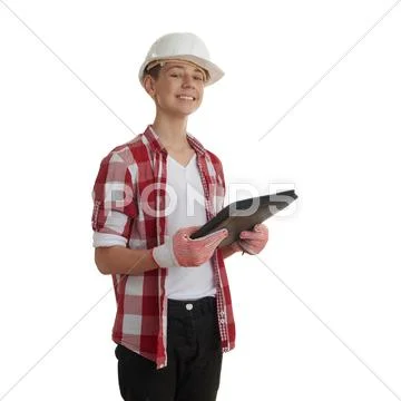 Cute teenager boy over white isolated background Stock Photos
