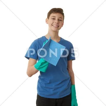 Cute teenager boy over white isolated background Stock Photos