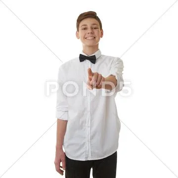 Cute teenager boy over white isolated background Stock Photos
