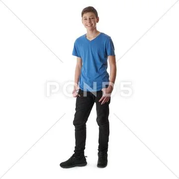 Cute teenager boy over white isolated background Stock Photos