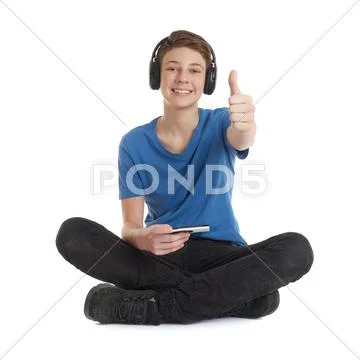 Cute teenager boy over white isolated background Stock Photos