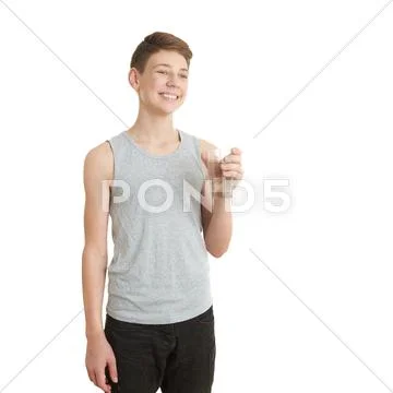 Cute teenager boy over white isolated background Stock Photos