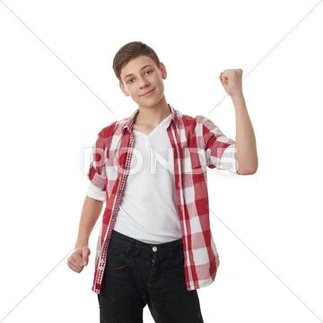 Cute teenager boy over white isolated background Stock Photos