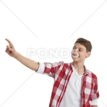 Cute teenager boy over white isolated background Stock Photos