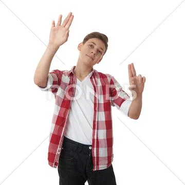 Cute teenager boy over white isolated background Stock Photos