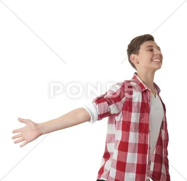 Cute teenager boy over white isolated background Stock Photos