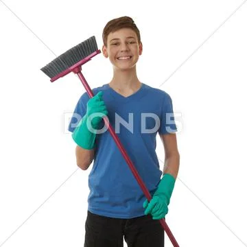 Cute teenager boy over white isolated background Stock Photos