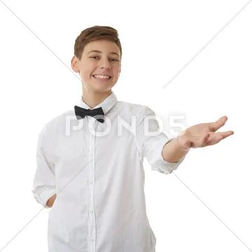 Cute teenager boy over white isolated background Stock Photos