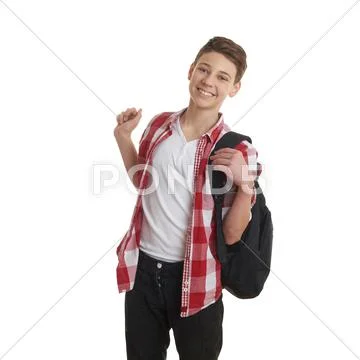 Cute teenager boy over white isolated background Stock Photos