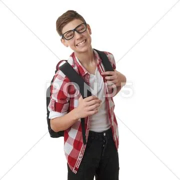 Cute teenager boy over white isolated background Stock Photos