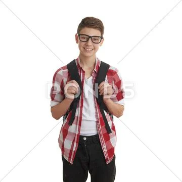 Cute teenager boy over white isolated background Stock Photos