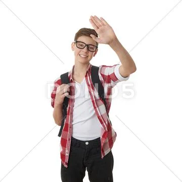 Cute teenager boy over white isolated background Stock Photos