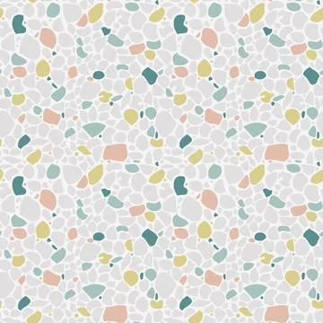 Cute terrazzo seamless pattern in natural pastel colors. Abstract mosaic stone Stock Illustration