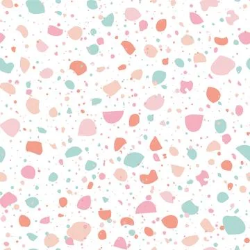 Cute terrazzo stone seamless pattern. Abstract background design with pastel Stock Illustration