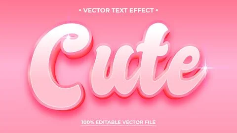 Cute text shiny pink editable text effect style Illustrazione stock