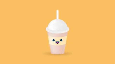 Cute thai tea glass cup cartoon animation green screen Stock Footage 203717434