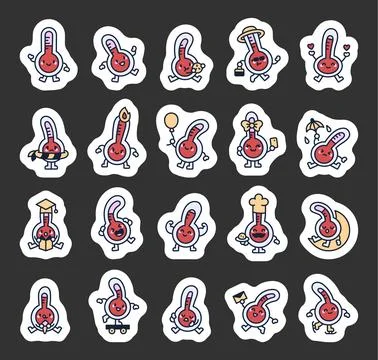 Cute thermometer character set Stock Illustration