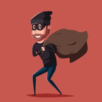 Cute thief character. Vector cartoon illustration Stock Illustration
