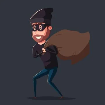 Cute thief character. Vector cartoon illustration Stock Illustration