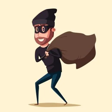Cute thief character. Vector cartoon illustration Stock Illustration