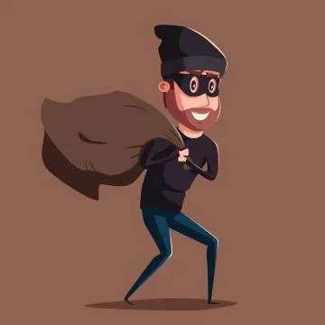 Cute thief character. Vector cartoon illustration Stock Illustration