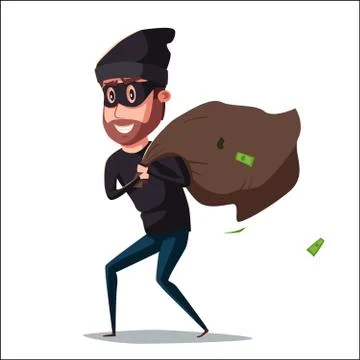 Cute thief character. Vector cartoon illustration Stock Illustration